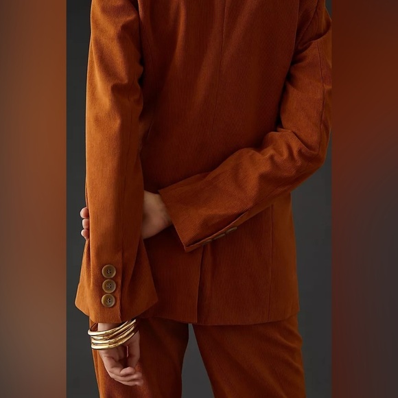 Anthropologie Avec Les Filles Brown Contemporary Elevated Corduroy Blazer Sz XS - Picture 9 of 12